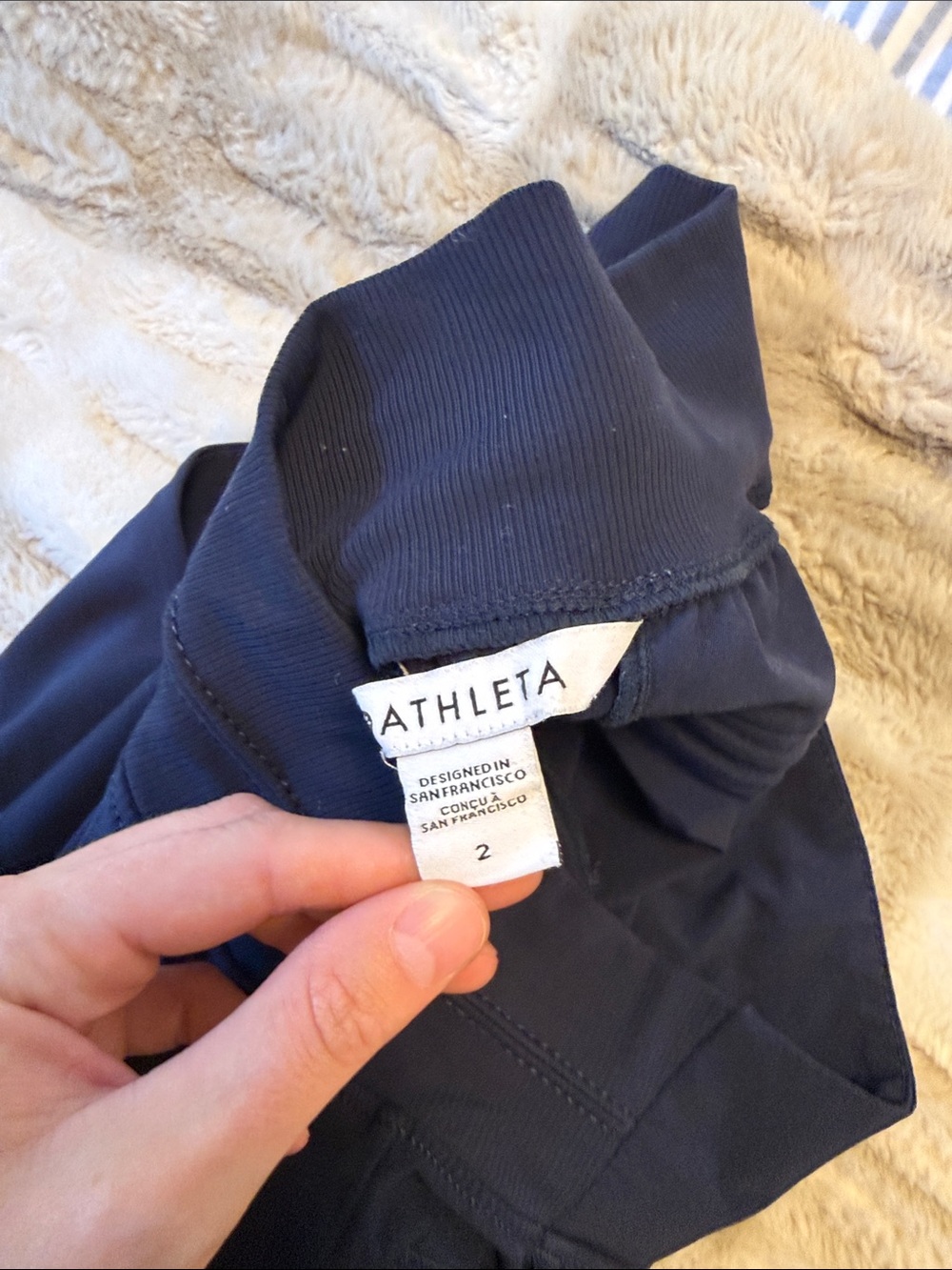 Athleta Brooklyn Navy Blue Athletic Shorts with Hidden Zip Pocket - Picture 3 of 3